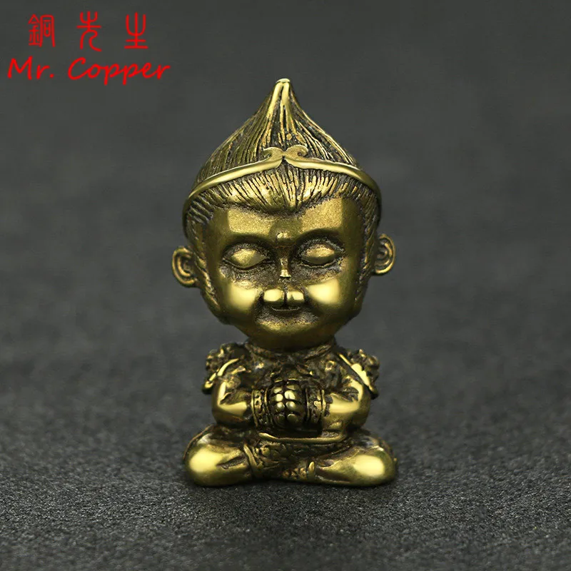 Медный китайский супер герой Обезьяна Король статуэтки чай ПЭТ настольные украшения винтажная латунная статуя ремесла домашний декор