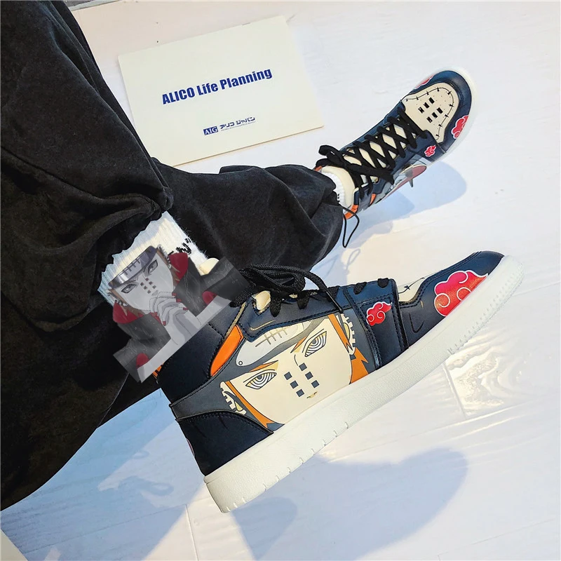 Anime de lona zapatos de Akatsuki dolor Kakashi zapatillas de deporte de los hombres Nagato zapatos Cosplay zapatos de la escuela de alta Top zapatos vulcanizados
