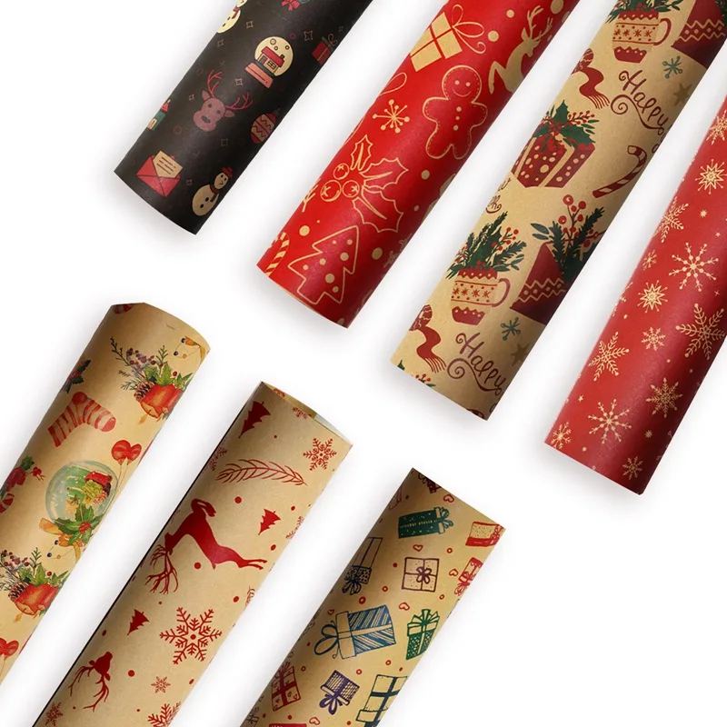 Papier Cadeau, GuKKK 6 Feuilles De Papier d'emballage Cadeau et 2
