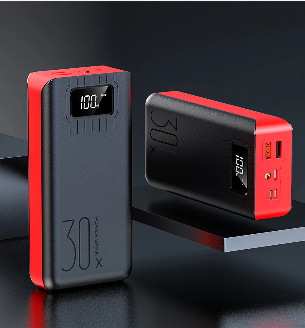 Внешний аккумулятор 30000 мАч Внешний аккумулятор портативное быстрое зарядное устройство для всех смартфонов с зарядным устройством двойной USB водонепроницаемый - Цвет: red 10000mah