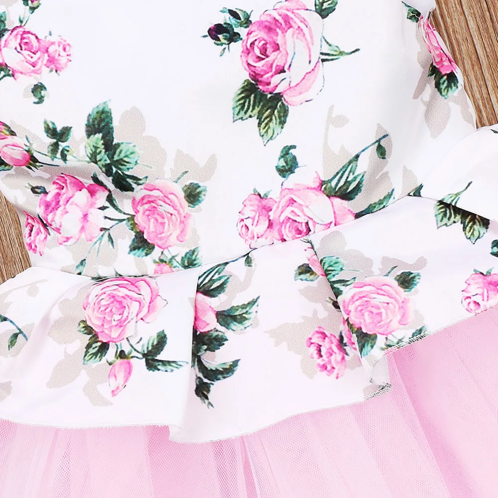 Г., летнее милое платье принцессы с цветочным рисунком для маленьких девочек, розовые вечерние платья-пачки без рукавов с фатиновой юбкой, платья, одежда, сарафан