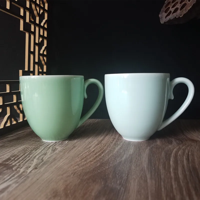 

Coffee Mug 10oz Teacup Porcelain Drinkware Microwave and Dishwasher Safe Ceramic Chinese Celadons Cup