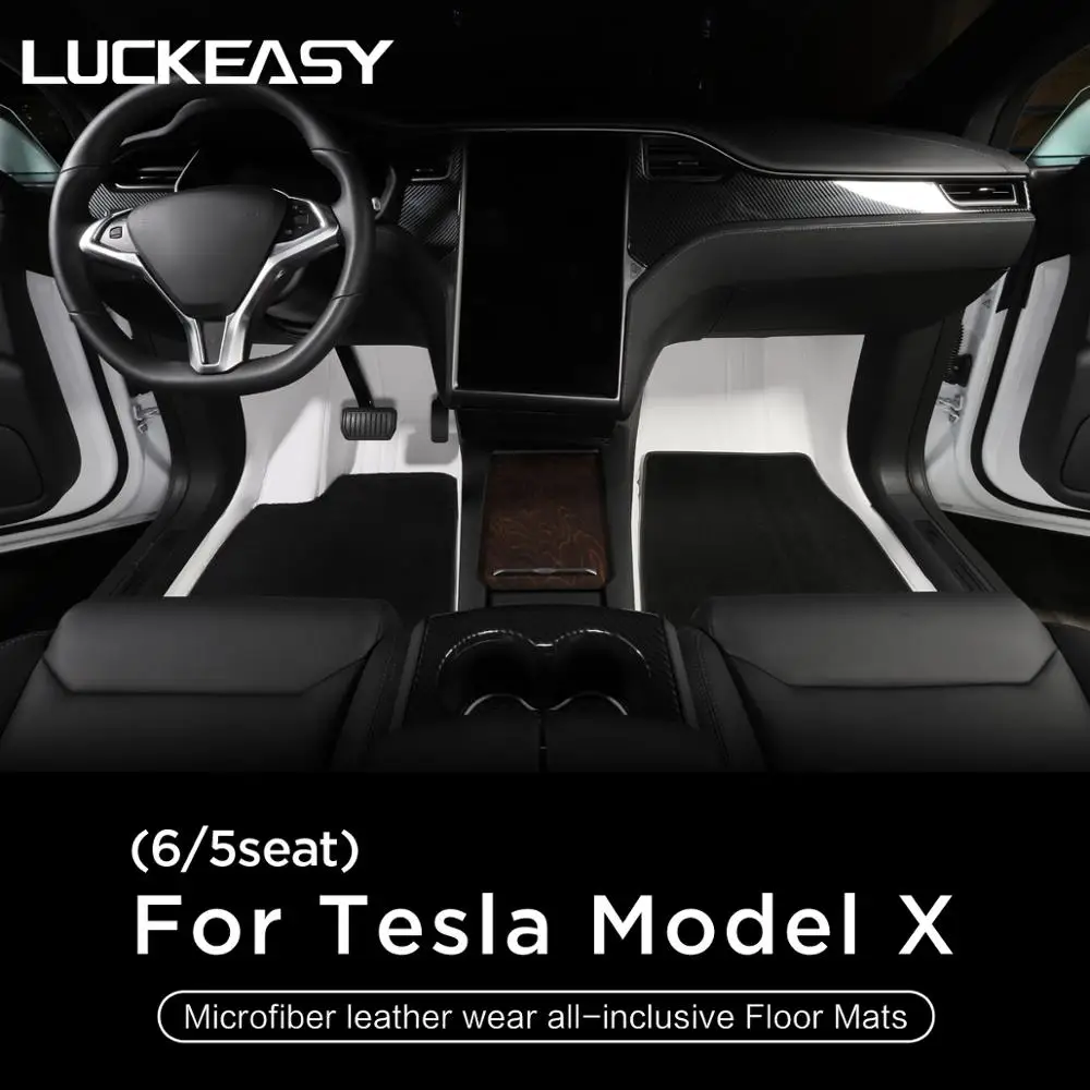 LUCKEASY для Tesla модель X(5-6 сиденья)- автомобиль из микрофибры КОВРИКИ для накладный ресниц, 3 шт./компл