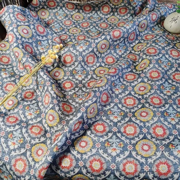 

Natural ramie fabric digital printing tissu Summer cheongsam short gown dress patchwork