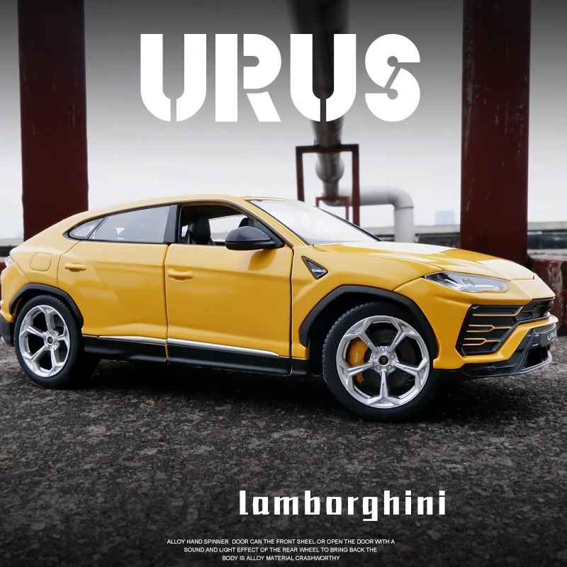 

Welly 1:24 Lamborghini Urus SUV yellow off-road vehicle simulation alloy car model Collect gifts toy