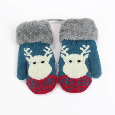 1 пара рождественских перчаток для малышей, детей, зимняя бархатная трикотажная варежки с рисунком оленя, перчатки для мальчиков и девочек, детские уличные детские перчатки