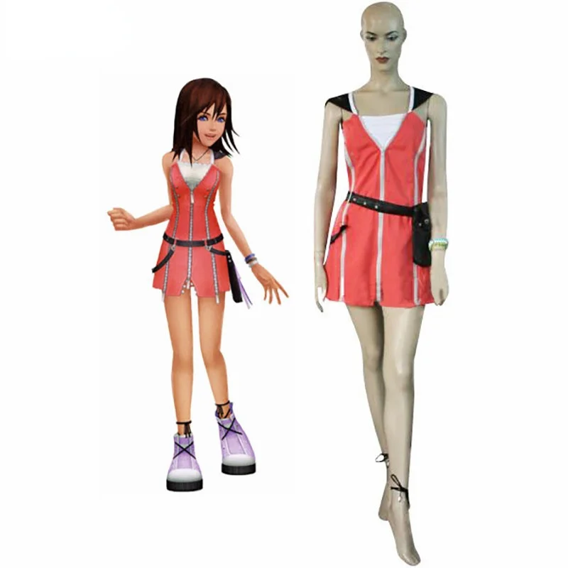Anime Kingdom Hearts 2 Kairi Cosplay Costume Red Halloween Outfit Personalizza Le Dimensioni