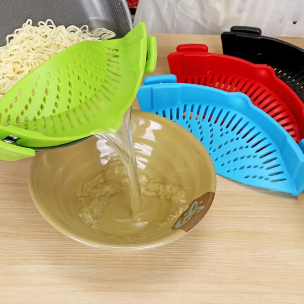 A2610 Kitchen Drainer Silicone Pot Side Vegetable Pouring Vegetable Drainer Household Filter Water Noodle Leakproof Drainer