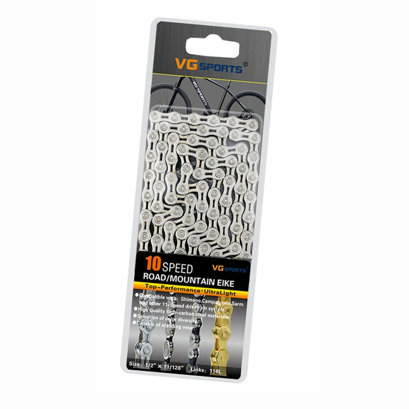 10S Silver H hollow VG SPORTS For 8/9/10/11 Speed Bike Chain MTB Road Racing Bicycle Hollow / Half-hollow 116L Cycling Chain Accessories - Цвет: 10S Silver H hollow