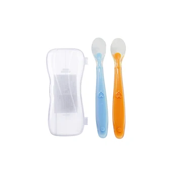 

Baby Feeding Spoons Safety Silicone Training Spoons Self Feeding Spoons Learning Spoons with Storage Case for Baby Infant Kids