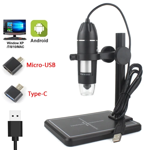 1600X 3 in 1 USB Digital Microscope Type-C Electronic Microscope Camera Zoom Magnifier Endoscope 8 LEDs for mobile phone repair waist measuring tape Measurement & Analysis Tools