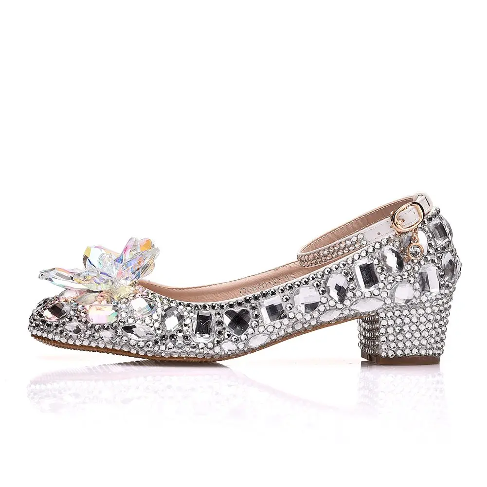 Королевские Свадебные туфли со стразами; женские туфли-лодочки для невесты; туфли принцессы на высоком каблуке с кристаллами; блестящие вечерние туфли на каблуке Золушки