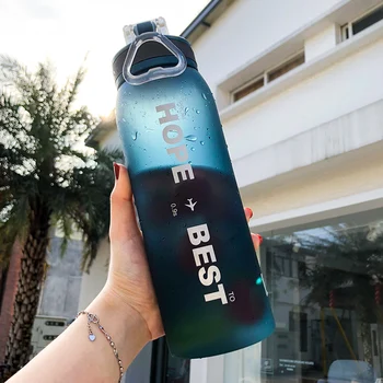 

900ml Extra-large Letter Sports Kettle Frosting Anti-drop Plastic Tea Cup Sealed Leakproof Outdoor Fitness Portable Water Bottle