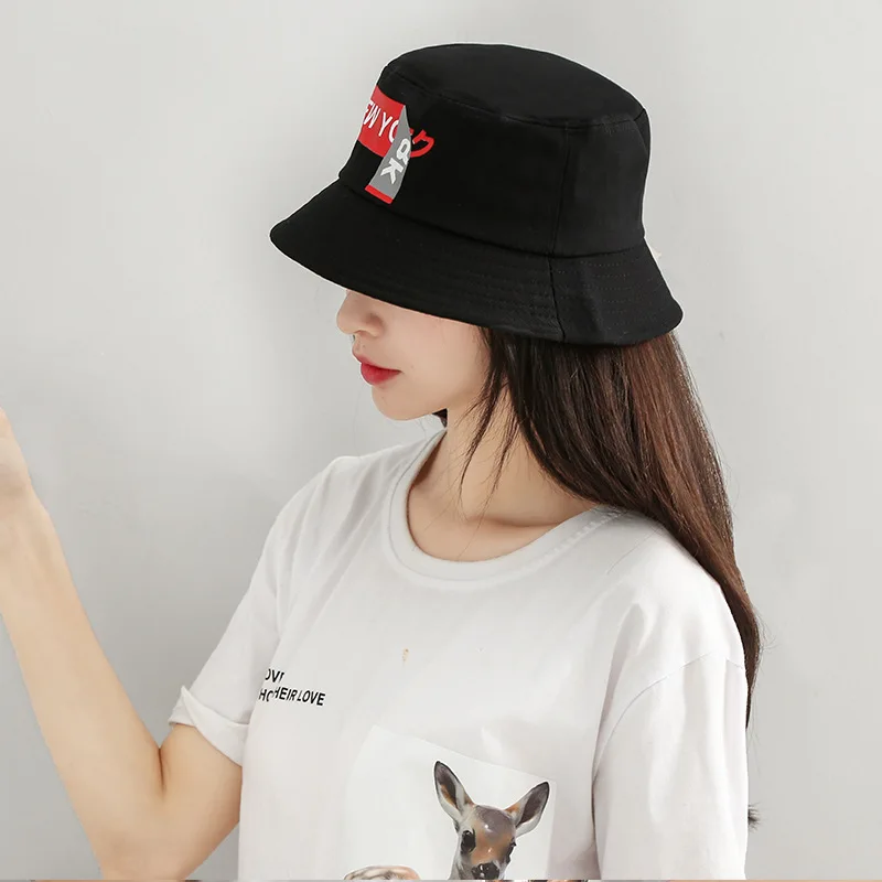 Открытый тент ведро шляпа девушка литературный Алфавит печатных цветок шляпа котелок Складная корейская мода хлопок рыбак шляпы