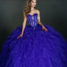 Гофрированное бальное платье Королевский синий Бальные платья корсет сзади Пышное Платье для 15 лет vestido de debutante