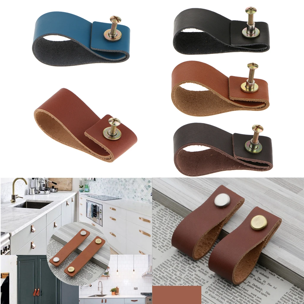 Ручная работа кожаная дверная ручка для шкафа комода кухонная ручка| |
