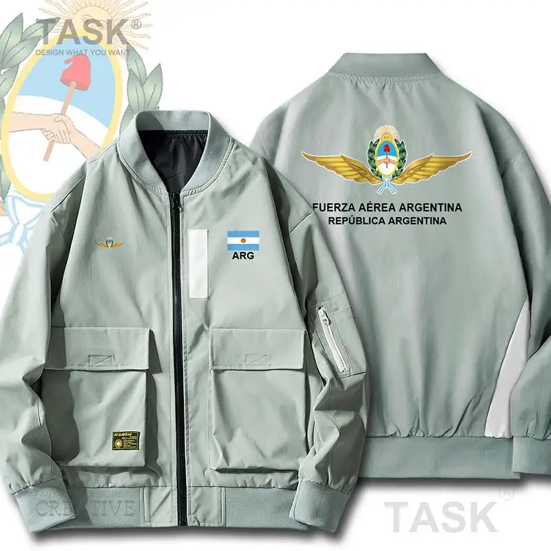 

Military Army Jackets Air Force Argentina Argentine ARG AR Hit Color Streetwear Baseball Jackets Casual Bomber Zipper Jacket Men