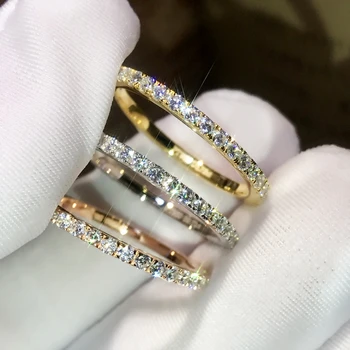 

choucong Eternity Band Promise Ring Pave Zircon Cz Real 925 Sterling Silver Engagement Wedding Rings for Women Bridal Jewelry