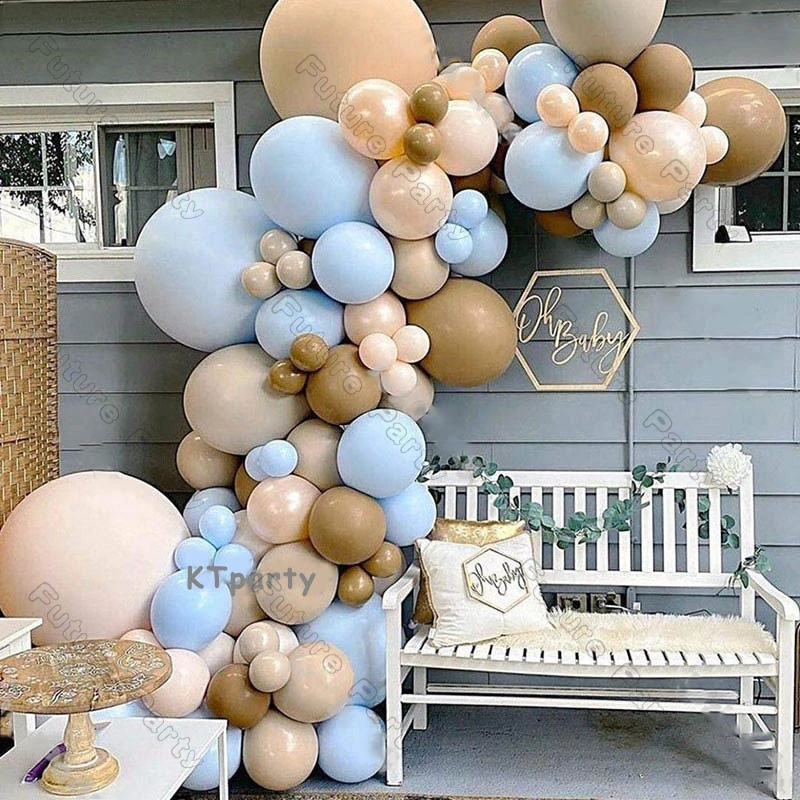 

Baby Shower Party Decoration Doubeld Pearl Cream Peach Balloon Garland Arch Macaron Blue Blush Nude Balon Wedding Birthday Decor