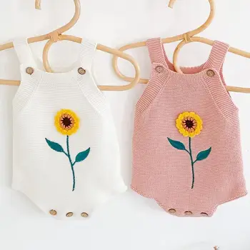 

Newborn Baby Girl Clothes Knitted Baby Romper for Girls Overalls Autumn Toddler Jumpsuit Baby Girl flower Romper