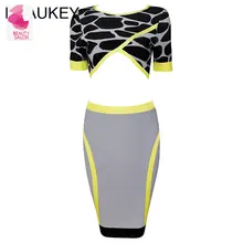 2 Piece Bandage Sexy Women Set Half Sleeve Leopard Print Crop Top And Bodycon Grey Skirt 2 Piece Bandage Sexy Women Set Half Sleeve Leopard Print Crop Top And Bodycon Grey Skirt