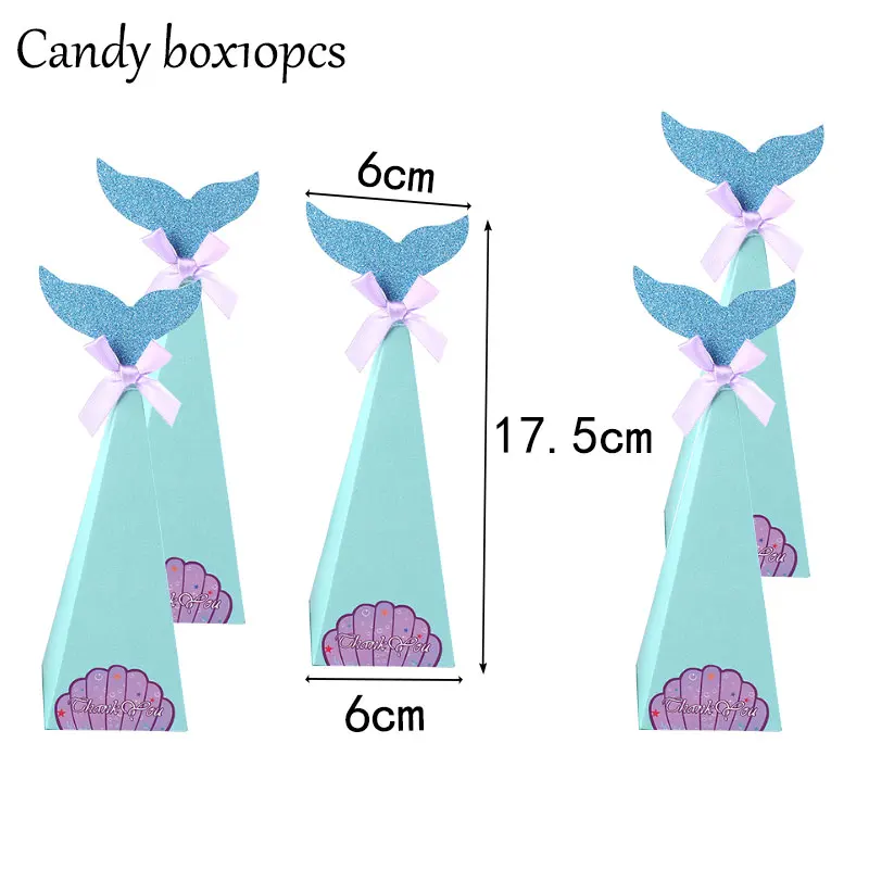 candy box10pcs Русалка тема вечерние день рождения одноразовая посылка Конфета "Русалка" коробка вечерние воздушные Шары Баннер для свадебного оформления baby shower вечерние украшения - Цвет: candy box10pcs