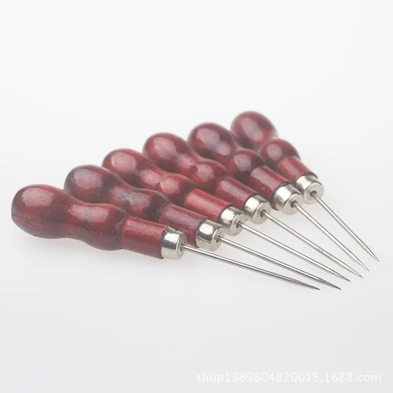 

High Quality Gourd Awl qian mei diantong Wooden Handle Straight Cone Wooden Drill ding wei zuan Shoes Drilling Cone Steel Needle
