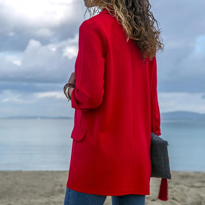 Clearance Sale Lady Autumn Notched Collar Blazer Coat Women Work Suit Coat Jacket Office Formal Blazer Female Blazer Jackets