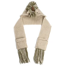 Брендовый шарф с капюшоном в виде единорога, толстовка с капюшоном в виде лисы и животных, вязаная шапка-хомут, милая модная детская шапка с капюшоном