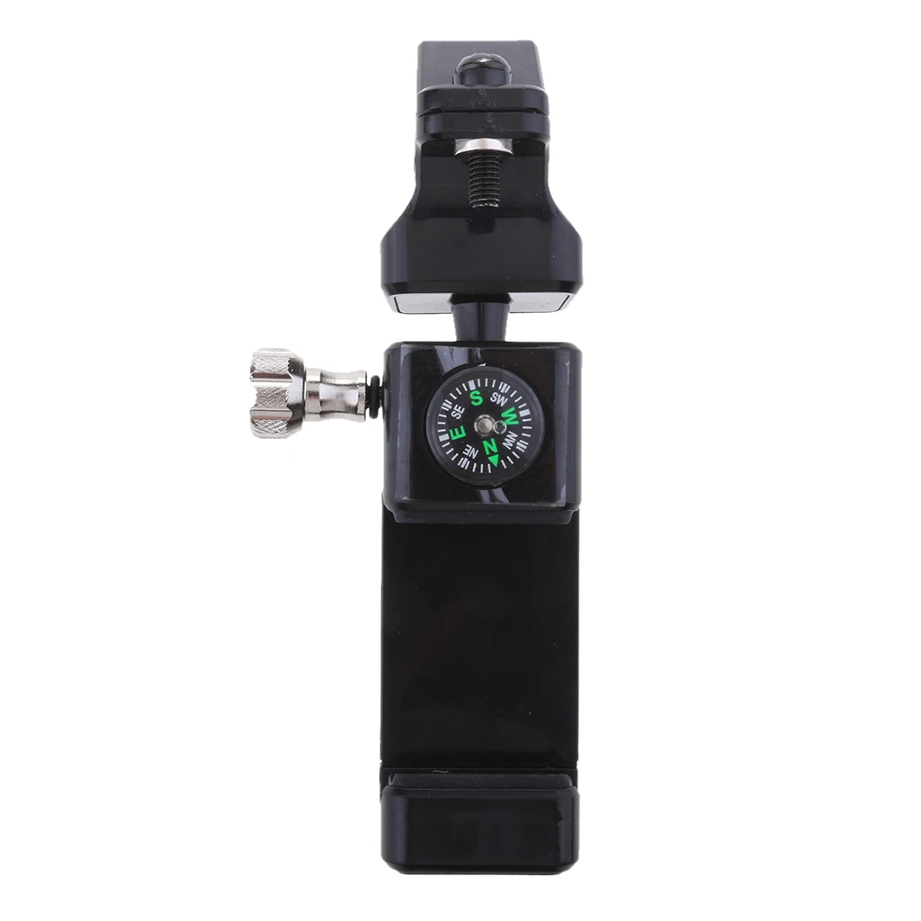 Motorcycle Handlebar Mobile Phone Holder Bracket With Compass & LED Light