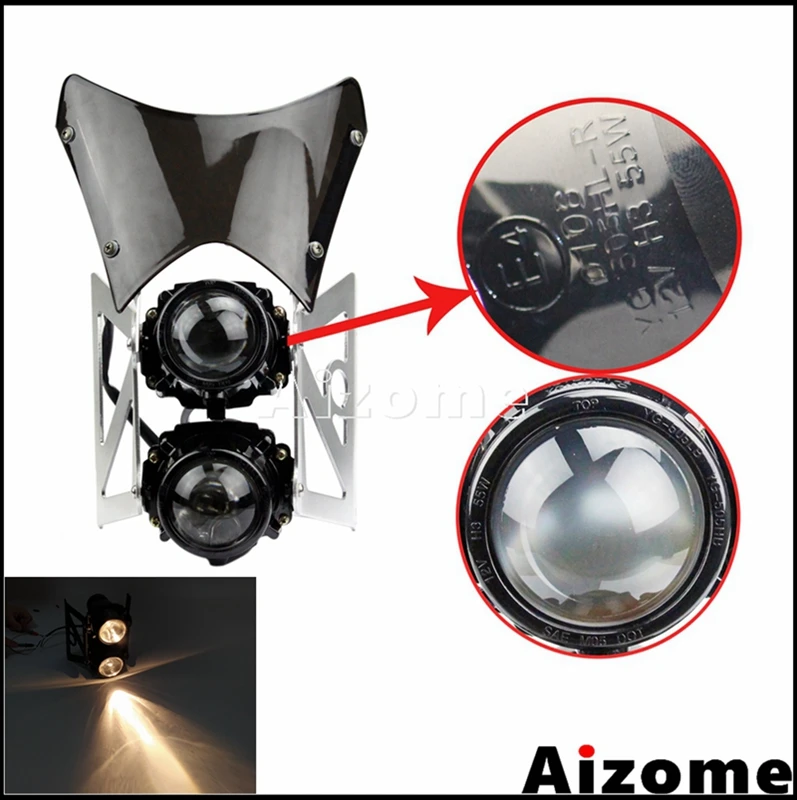 Juego De Faros Doble Proyector Para Moto Custom - Para Horquillas De 40/41mm, Incluye Bombillas