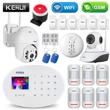 KERUI wifi GSM домашняя система охранной сигнализации с 2,4 дюймов TFT сенсорной панелью приложение управление RFID карта беспроводной умный дом Охранная сигнализация