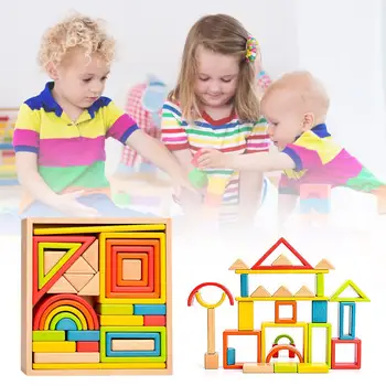 

Children Wooden Rainbow Blocks Wooden Balls Dolls Rainbow Building Stacking Blocks Montessori Color Sort Educational Toy Oyuncak