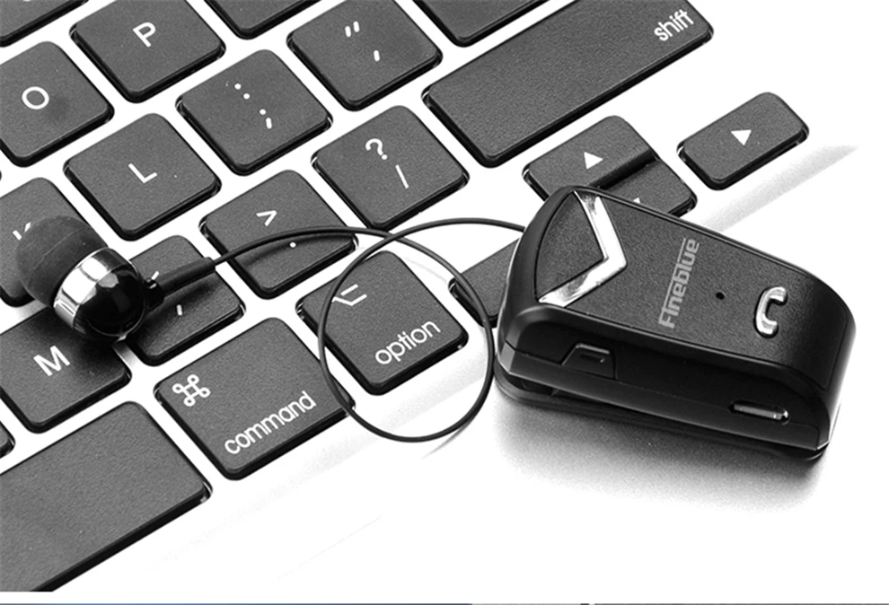 Black Fineblue F-V2 Bluetooth V4.0 наушники с клипсой на бизнес наушники Беспроводная гарнитура английские подсказки Remider выдвижной кабель - Цвет: Black