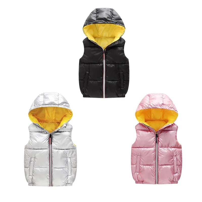 

2019 Winter Autumn Children Baby Girl/baby Boy Hooded Waistcoat Casual Solid Color Windproof And Warm Children's Hooded Vest