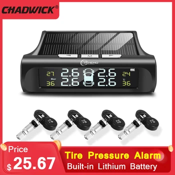 

TPMS 4PCS Sensor Tire Pressure Monitoring System Temp Temp Tire Pressure Alarm Digital Display Alarm Systems for USB