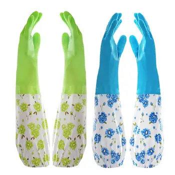 

Fleece Lined Restricted Opening Gloves Waterproof Kitchen Durable Thickened Rubber Latex Dishwashing Gloves Winter Gloves