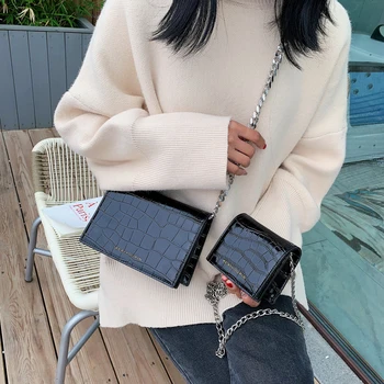 

European Fashion Women Small Shoulder Bag 2019 New Quality PU Leather Women's Large Handbag Alligator Crossbody Messenger Bags