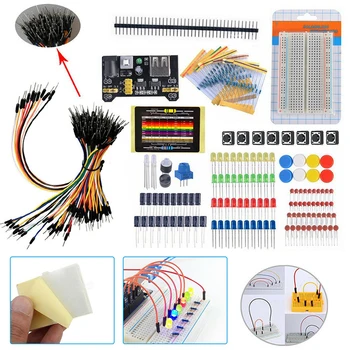 1 set Beginners Electronic Components Learning Basic Starter Kit Breadboard Components Projects Electrical Instruments 1