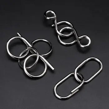 

28pcs Metal Wire Puzzle Set Brain Teaser IQ Test Game Unlock Interlock Game Fidget Toy Kids Adults Challenge Gift 95AE
