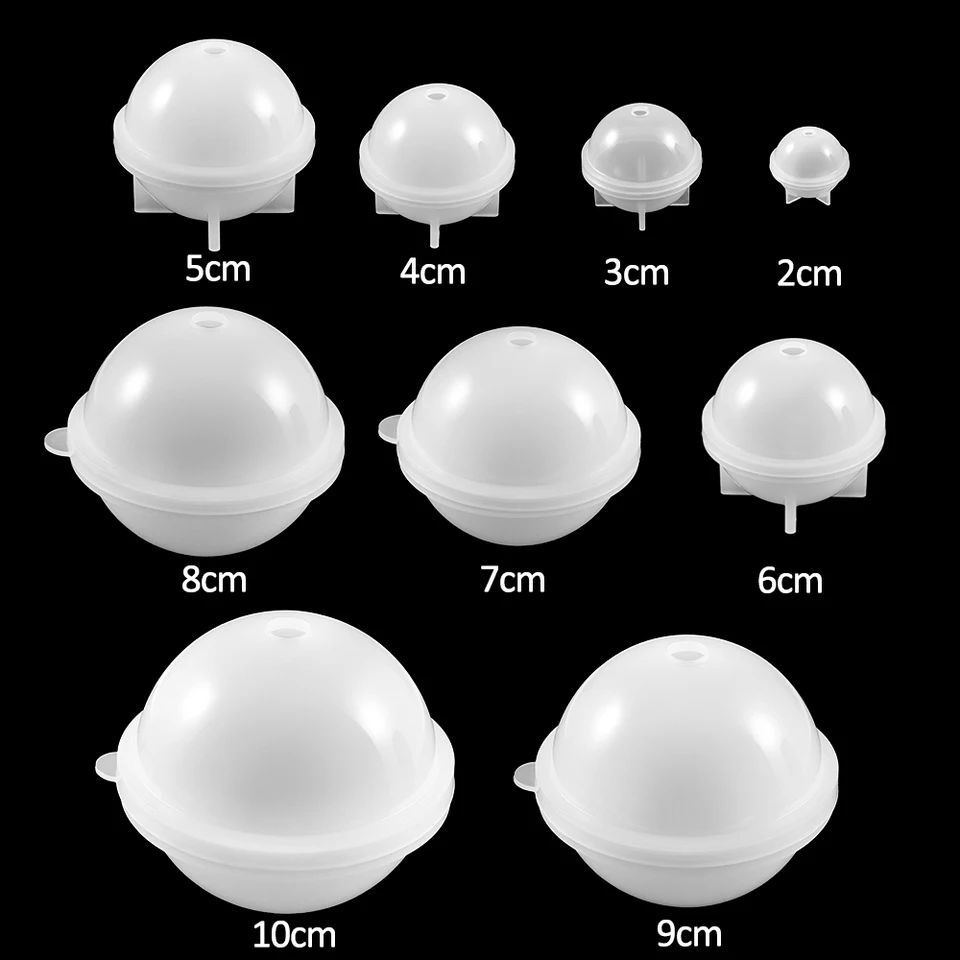 Accfore 6-Piece Sphere Resin Mold Silicone Set – 2,3,4,5,6,7cm Diameter, Transparent, For Epoxy, Soap, Candle Making