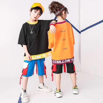 

pally elves 2020 Summer Children Clothing Boy Girl Unisex Set Loose T-shirt and Cargo Style Shorts