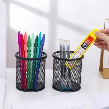 

Pencil Holder Office Desk Metal Mesh Hollowed Cylinder Pen Cup Case Container Organiser Pencil Case