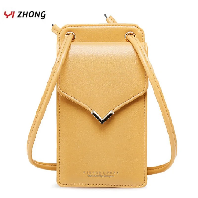 

YIZHONG Leather Simple Cellphone Bag Crossbody Bags for Women Fashion Solid Shoulder Bag Female Messenger Bag Cluych Handbag