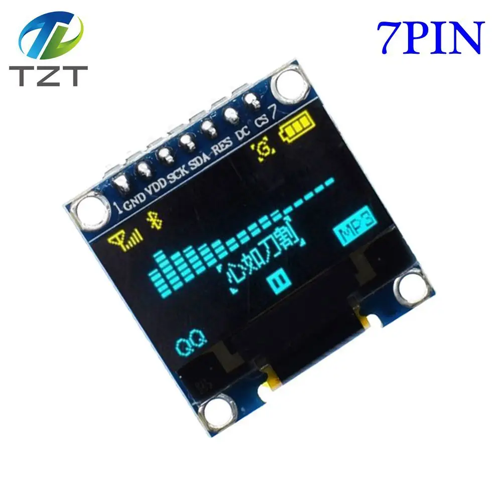 TZT 0.96 inch IIC Serial White OLED Display Module 128X64 I2C SSD1306 12864 LCD Screen Board GND VCC SCL SDA 0.96" for Arduino