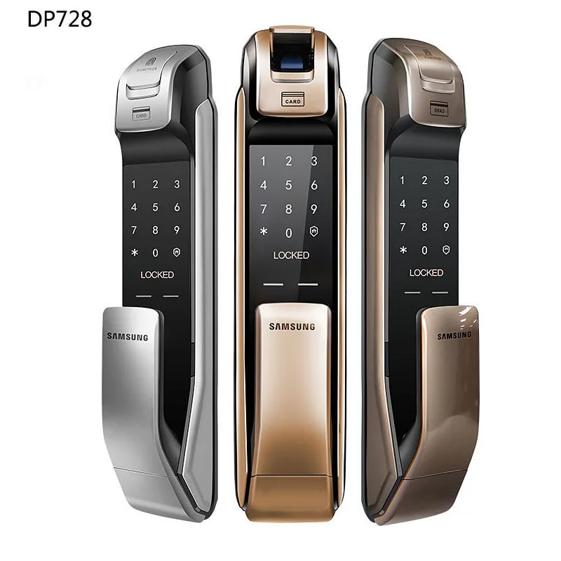 SAMSUNG SHP-DP728 без ключа Bluetooth, отпечаток пальца PUSH PULL двухсторонний цифровой дверной замок английская версия большой врезной