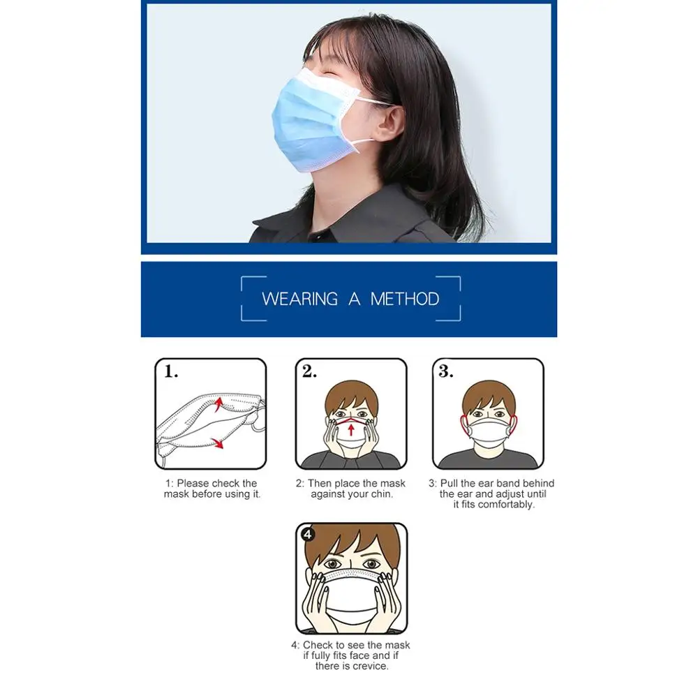 

100 Pcs 3 Layer Disposable Mask Anti Dust Mouth-muffle Face Masks Men Women Anti Fog Face Mouth Masks Breathable Mouth Cover