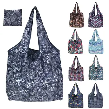 

Foldable Recycle Shopping Bag Women Travel Shoulder Grocery Bags Eco Reusable Floral Fruit Vegetable Storage Tote Handbag