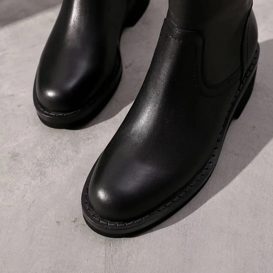 JAWAKYE/Черные ботильоны на шнуровке сзади; женские мотоциклетные ботинки на квадратном каблуке на плоской подошве; зимняя обувь из натуральной кожи; женская обувь; botas mujer