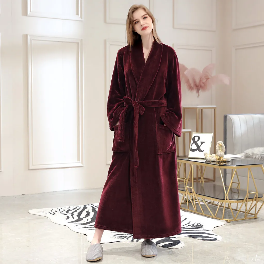 Новинка Женское зимнее Коралловое кимоно из рунной шерсти халат домашний